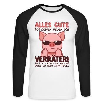 Abschied Kollege Abschiedsgeschenk Jobwechsel - Unisex Baseballshirt langarm - Weiß/Schwarz - Vorne - Nik (191cm)