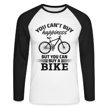 Vous ne pouvez pas acheter le bonheur, mais vous pouvez - T-shirt baseball manches longues Homme - blanc/noir - Devant - Nik (191cm)