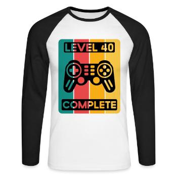 40. Geburtstag Shirt Gamer Zocker Männer Geschenk - Unisex Baseballshirt langarm - Weiß/Schwarz - Vorne - Nik (191cm)