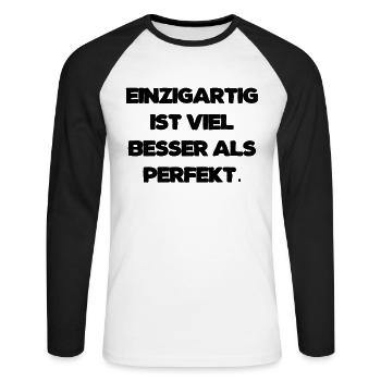 Einzigartig Besonders Zicke Frauen Männer Geschenk - Unisex Baseballshirt langarm - Weiß/Schwarz - Vorne - Nik (191cm)
