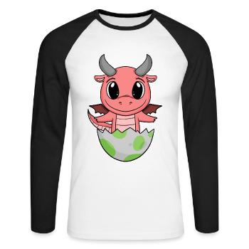 Baby Birth Egg Dragon Birth - Unisex Long Sleeve Baseball T-Shirt - white/black - Front - Nik (191cm)