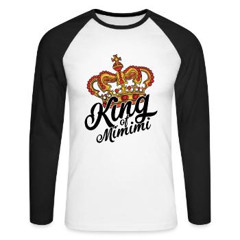 Sarcastic King King of mimimi Statement Crown - Unisex Long Sleeve Baseball T-Shirt - white/black - Front - Nik (191cm)