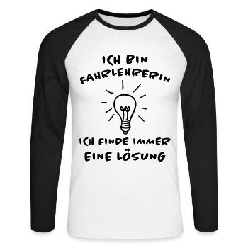 Fahrlehrerin Fahrschullehrerin Fun Spruch Geschenk - Unisex Baseballshirt langarm - Weiß/Schwarz - Vorne - Nik (191cm)