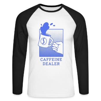 Barista Coffee Dealer Illustration Comic Style - Unisex Long Sleeve Baseball T-Shirt - white/black - Front - Nik (191cm)