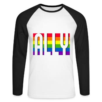 Ally LGBT Pride Month Gay Bi Trans - Unisex Baseballshirt langarm - Weiß/Schwarz - Vorne - Nik (191cm)