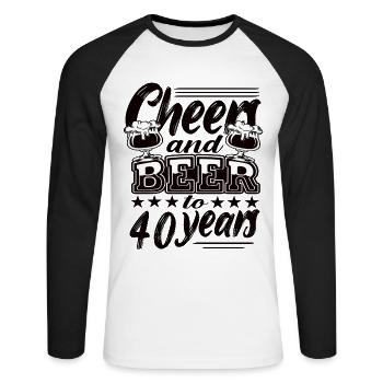 40th birthday - Unisex Long Sleeve Baseball T-Shirt - white/black - Front - Nik (191cm)