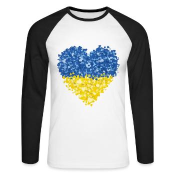 Ukraine Flag Heart Abstract - Unisex Long Sleeve Baseball T-Shirt - white/black - Front - Nik (191cm)