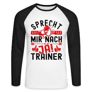 Fußballtrainer Fußball Trainer Volleyball Football - Unisex Baseballshirt langarm - Weiß/Schwarz - Vorne - Nik (191cm)