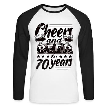 70th birthday - Unisex Long Sleeve Baseball T-Shirt - white/black - Front - Nik (191cm)