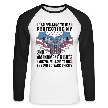 Gun Rights Gun Lover 2nd Change Gun Owners - Unisex Long Sleeve Baseball T-Shirt - white/black - Front - Nik (191cm)