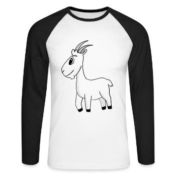 Ziegenbock Bock - Unisex Baseballshirt langarm - Weiß/Schwarz - Vorne - Nik (191cm)