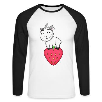 Bock on strawberry - goat goat - Unisex Long Sleeve Baseball T-Shirt - white/black - Front - Nik (191cm)