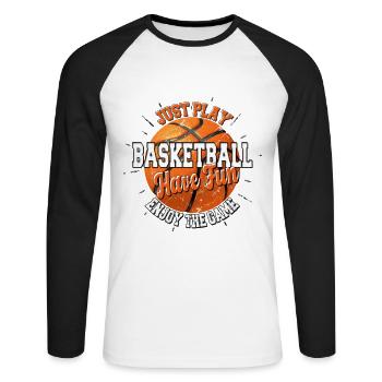Play basketball have fun enjoy game, dark - Unisex Long Sleeve Baseball T-Shirt - white/black - Front - Nik (191cm)