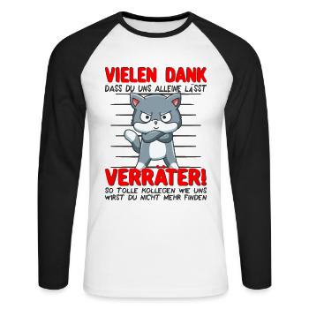 Abschied Kollege Abschiedsgeschenk Jobwechsel - Unisex Baseballshirt langarm - Weiß/Schwarz - Vorne - Nik (191cm)