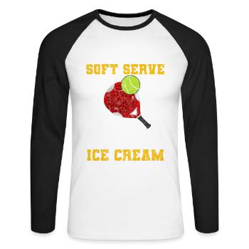 Padel Paddle Tennis Sport Glace Je Cadeau - T-shirt baseball manches longues Homme - blanc/noir - Devant - Nik (191cm)