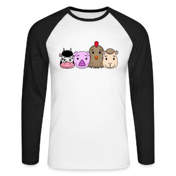 Animaux mignons - T-shirt baseball manches longues Homme - blanc/noir - Devant - Nik (191cm)