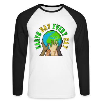 Earth Day Everyday 2022 Protect Nature - Unisex Long Sleeve Baseball T-Shirt - white/black - Front - Nik (191cm)