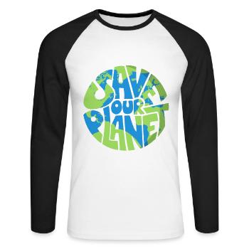 Save Our Planet Earth Day Conservation Anniversary - Unisex Baseballshirt langarm - Weiß/Schwarz - Vorne - Nik (191cm)
