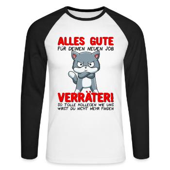 Abschied Kollege Abschiedsgeschenk Jobwechsel - Unisex Baseballshirt langarm - Weiß/Schwarz - Vorne - Nik (191cm)