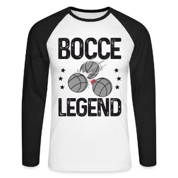Légende de la pétanque disant boule de pétanque avec Jack Bocci - T-shirt baseball manches longues Homme - blanc/noir - Devant - Nik (191cm)
