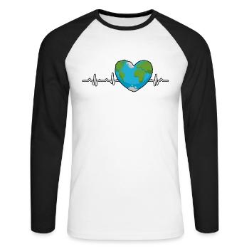 Earth Heartbeat Earth Day Anniversary Save Planet - Unisex Baseballshirt langarm - Weiß/Schwarz - Vorne - Nik (191cm)