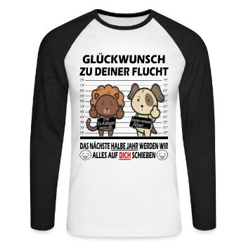 Abschiedsgeschenk Kollege - Jobwechsel - Unisex Baseballshirt langarm - Weiß/Schwarz - Vorne - Nik (191cm)