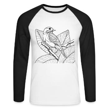 Kinder T-Shirt Ausmalen Vogel Design Malen Deko - Unisex Baseballshirt langarm - Weiß/Schwarz - Vorne - Nik (191cm)