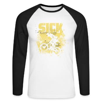 Conception de cycliste malade pour les cyclistes ou - T-shirt baseball manches longues Homme - blanc/noir - Devant - Nik (191cm)