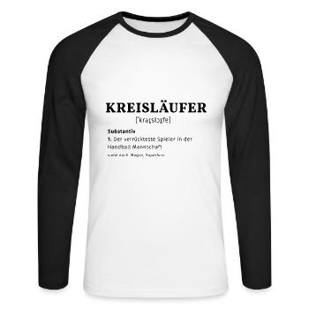 Lustig Handball Kreisläufer - Unisex Baseballshirt langarm - Weiß/Schwarz - Vorne - Nik (191cm)