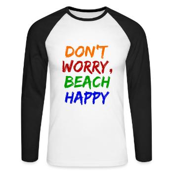 Lustiger Spruch Sommer Meer Sonne Urlaub - Unisex Baseballshirt langarm - Weiß/Schwarz - Vorne - Nik (191cm)
