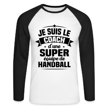 Je Suis Le Coach D'une Super Équipe De Handball - T-shirt baseball manches longues Homme - blanc/noir - Devant - Nik (191cm)