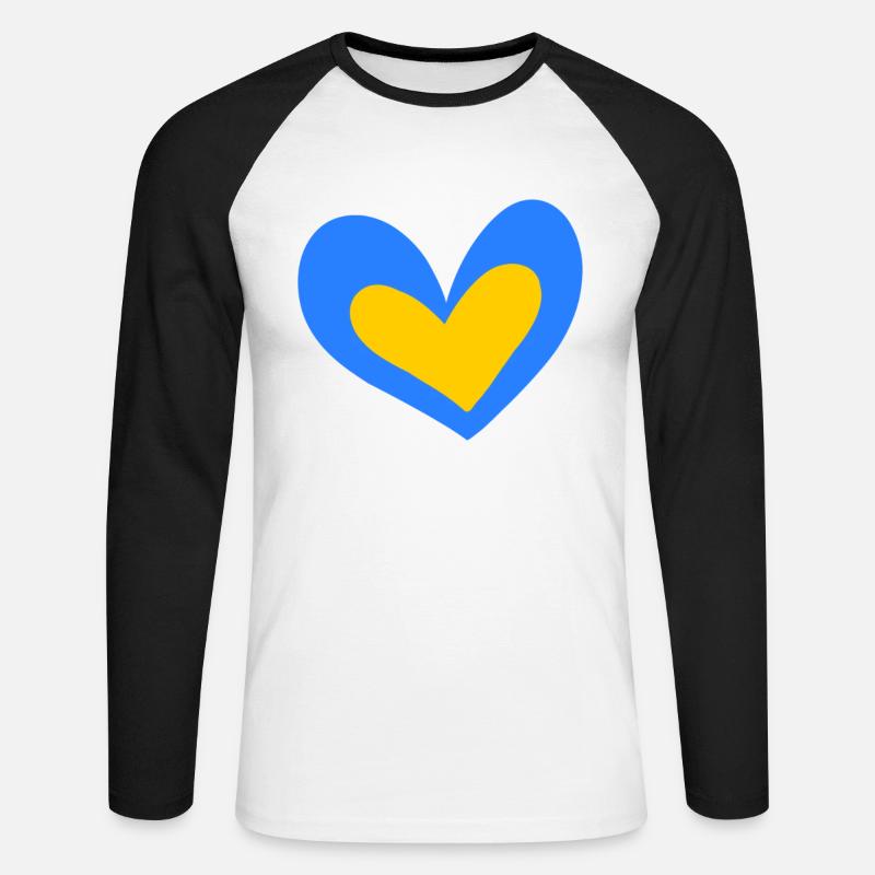 Ukraine Herz - Unisex Baseballshirt langarm - Weiß/Schwarz