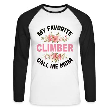 Mon grimpeur préféré Appelez-moi maman - T-shirt baseball manches longues Homme - blanc/noir - Devant - Nik (191cm)