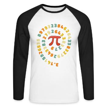 Pi Jour Pi Rotation Algèbre Géométrie Mathématicien - T-shirt baseball manches longues Homme - blanc/noir - Devant - Nik (191cm)