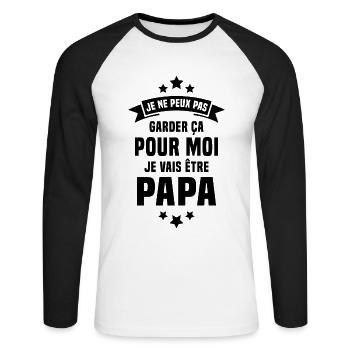 Je Vais Être Papa Humour Cadeau Pour Futur Père - T-shirt baseball manches longues Homme - blanc/noir - Devant - Nik (191cm)
