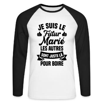 Je suis le futur marié humour cadeau futur marié - T-shirt baseball manches longues Homme - blanc/noir - Devant - Nik (191cm)