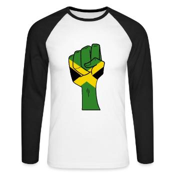 Jamaïque - T-shirt baseball manches longues Homme - blanc/noir - Devant - Nik (191cm)