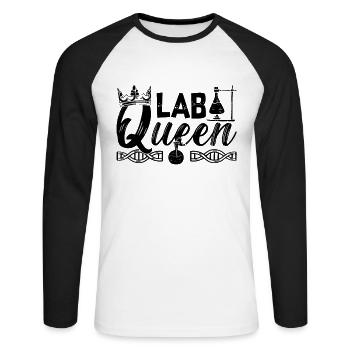 Lab Queen Labortechniker Chemie Geschenkidee - Unisex Baseballshirt langarm - Weiß/Schwarz - Vorne - Nik (191cm)