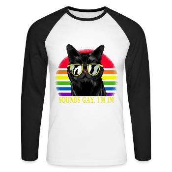 Sounds Gay I'm In LGBT Cat Pride Month - Unisex Long Sleeve Baseball T-Shirt - white/black - Front - Nik (191cm)