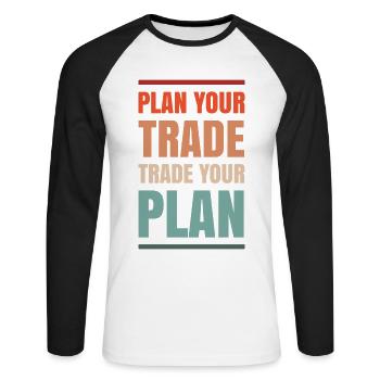 Vaincre la conception du trading de marché pour les traders ou - T-shirt baseball manches longues Homme - blanc/noir - Devant - Nik (191cm)