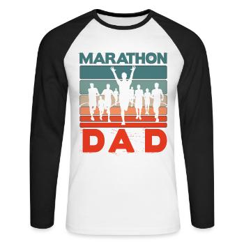 Marathon Papa - T-shirt baseball manches longues Homme - blanc/noir - Devant - Nik (191cm)