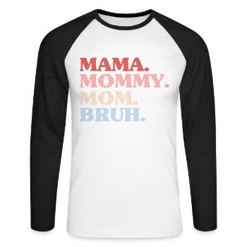 Maman Maman Maman Bruh Fête des Mères - T-shirt baseball manches longues Homme - blanc/noir - Devant - Nik (191cm)