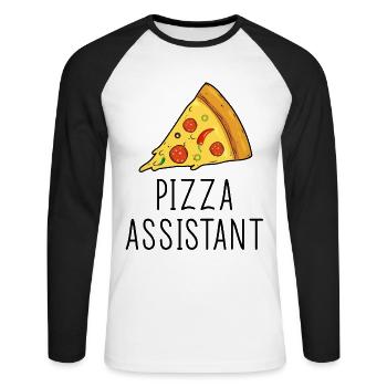 Pizza Assistant Matching Dad and Baby - Unisex Long Sleeve Baseball T-Shirt - white/black - Front - Nik (191cm)