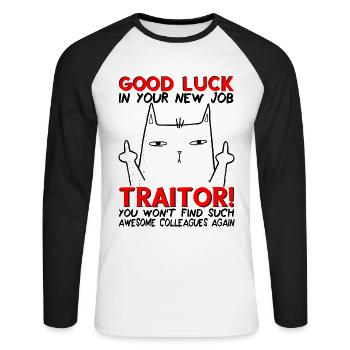 Job change New job Farewell Farewell gift - Unisex Long Sleeve Baseball T-Shirt - white/black - Front - Nik (191cm)
