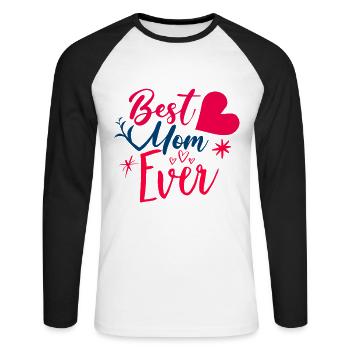 Fête des mères, Fête des mères, Fête des mères - T-shirt baseball manches longues Homme - blanc/noir - Devant - Nik (191cm)