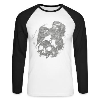 Costume occulte de crâne gothique | Pour - T-shirt baseball manches longues Homme - blanc/noir - Devant - Nik (191cm)
