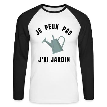 Je Peux Pas J'ai Jardin Cadeau De Jardinage - T-shirt baseball manches longues Homme - blanc/noir - Devant - Nik (191cm)