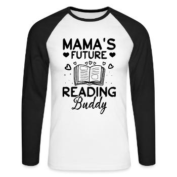 Mama's Future Reading Buddy Buchliebhaber Buch - Unisex Baseballshirt langarm - Weiß/Schwarz - Vorne - Nik (191cm)
