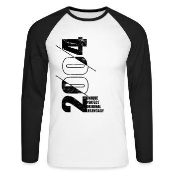 Original légendaire - Né en 2004 Anniversaire - T-shirt baseball manches longues Homme - blanc/noir - Devant - Nik (191cm)