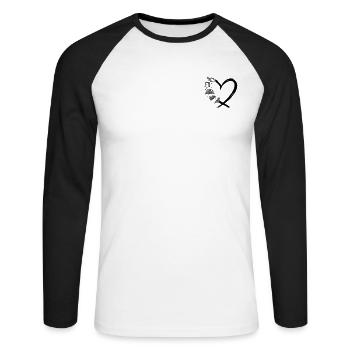 Bibliothécaire Amateur de livres Lecture de livres Cœur - T-shirt baseball manches longues Homme - blanc/noir - Devant - Nik (191cm)